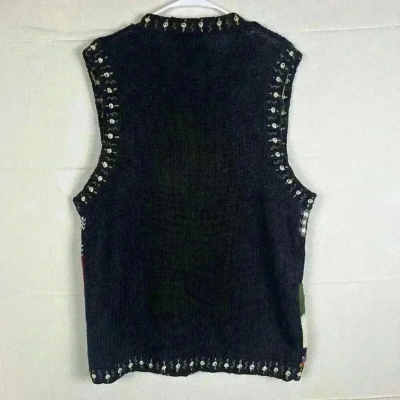 Tiara International Embroidered Button Sweater Vest Floral Rooster Country Large - Picture 12 of 16